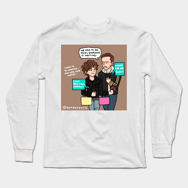 Andrey and Daniil go shopping in Turin Long Sleeve T-Shirt by dotbyedot